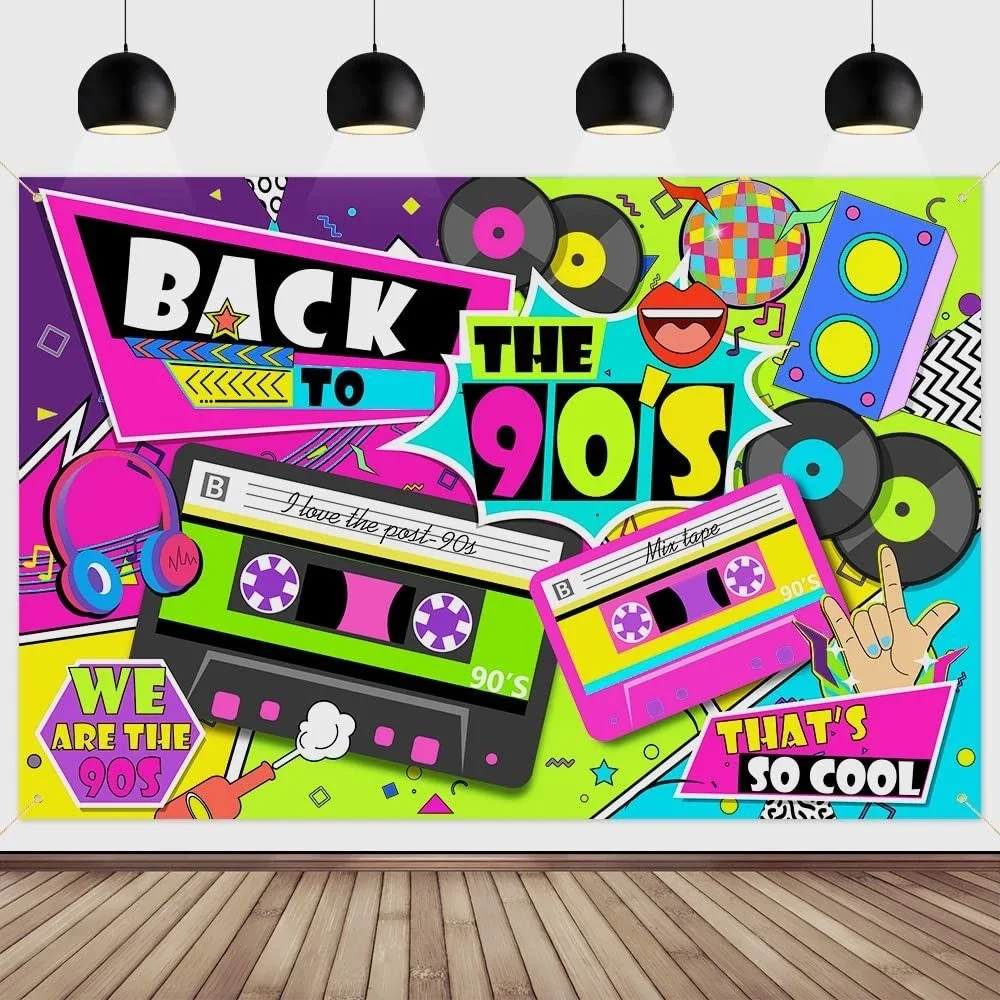 NWT Back to the 90s Retro Graffiti Party Photo Backdrop Banner 7x5 Ft
